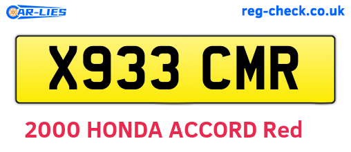 X933CMR are the vehicle registration plates.