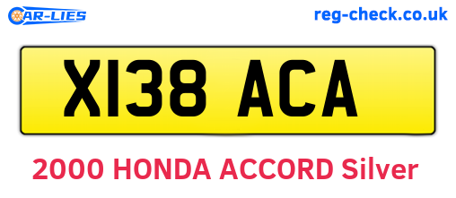 X138ACA are the vehicle registration plates.