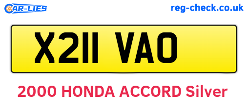 X211VAO are the vehicle registration plates.