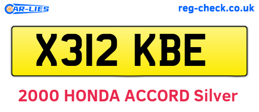 X312KBE are the vehicle registration plates.