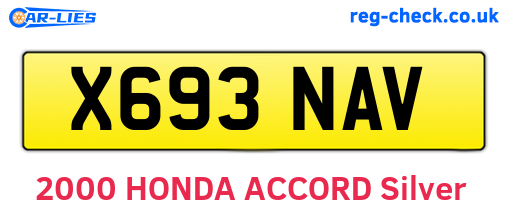 X693NAV are the vehicle registration plates.