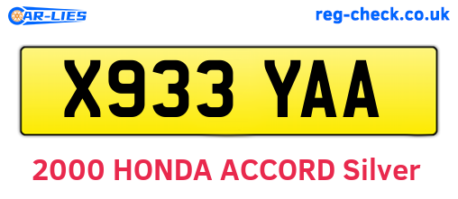 X933YAA are the vehicle registration plates.