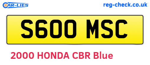 S600MSC are the vehicle registration plates.