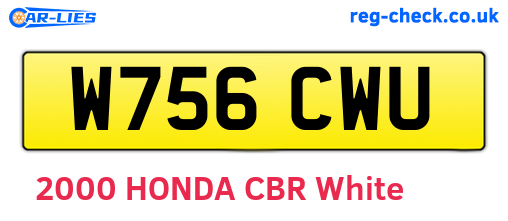 W756CWU are the vehicle registration plates.