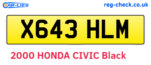 X643HLM are the vehicle registration plates.