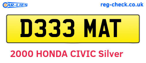 D333MAT are the vehicle registration plates.