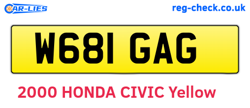W681GAG are the vehicle registration plates.