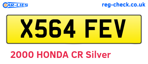 X564FEV are the vehicle registration plates.