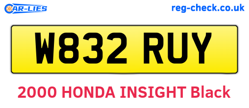 W832RUY are the vehicle registration plates.