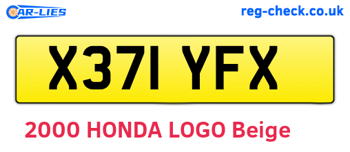 X371YFX are the vehicle registration plates.