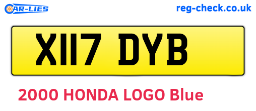 X117DYB are the vehicle registration plates.