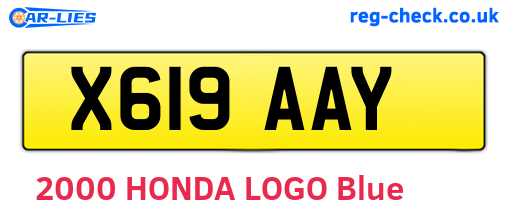X619AAY are the vehicle registration plates.