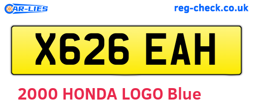 X626EAH are the vehicle registration plates.