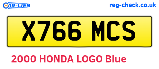X766MCS are the vehicle registration plates.