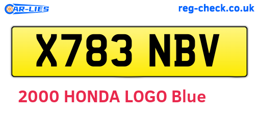 X783NBV are the vehicle registration plates.