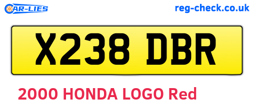 X238DBR are the vehicle registration plates.