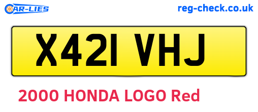 X421VHJ are the vehicle registration plates.