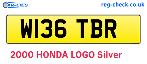 W136TBR are the vehicle registration plates.