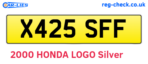 X425SFF are the vehicle registration plates.