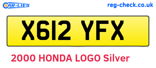 X612YFX are the vehicle registration plates.