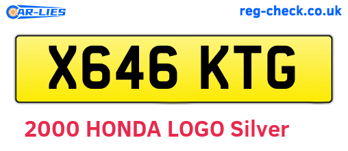 X646KTG are the vehicle registration plates.
