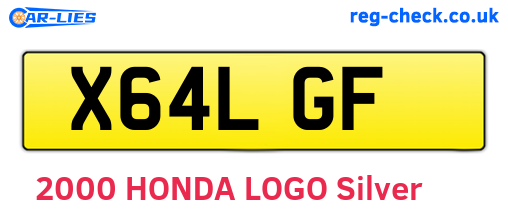 X64LGF are the vehicle registration plates.