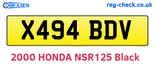 X494BDV are the vehicle registration plates.