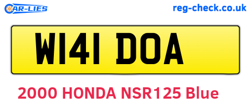 W141DOA are the vehicle registration plates.