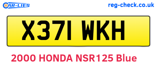 X371WKH are the vehicle registration plates.