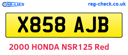 X858AJB are the vehicle registration plates.