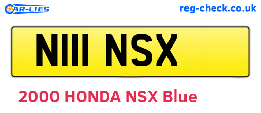 N111NSX are the vehicle registration plates.