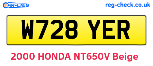 W728YER are the vehicle registration plates.