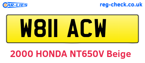 W811ACW are the vehicle registration plates.