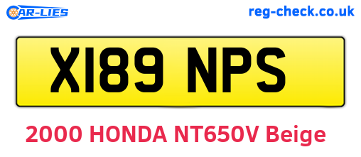 X189NPS are the vehicle registration plates.