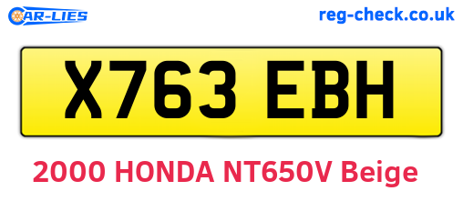 X763EBH are the vehicle registration plates.
