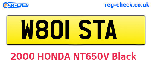 W801STA are the vehicle registration plates.