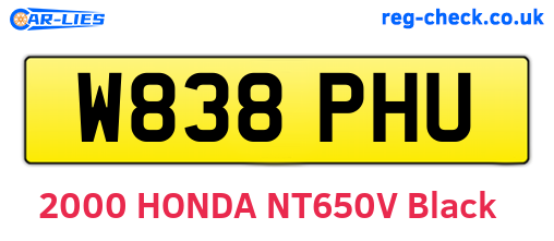 W838PHU are the vehicle registration plates.