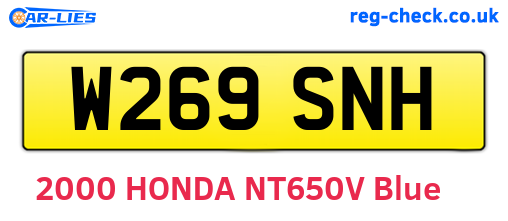 W269SNH are the vehicle registration plates.