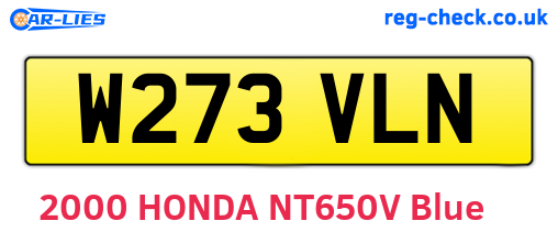 W273VLN are the vehicle registration plates.