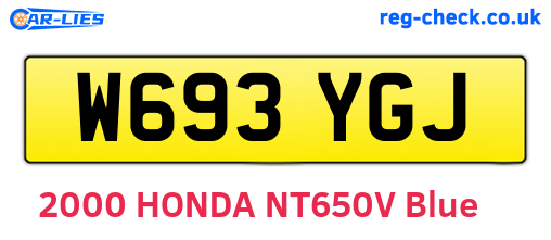 W693YGJ are the vehicle registration plates.