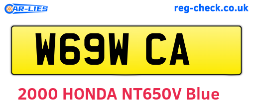 W69WCA are the vehicle registration plates.