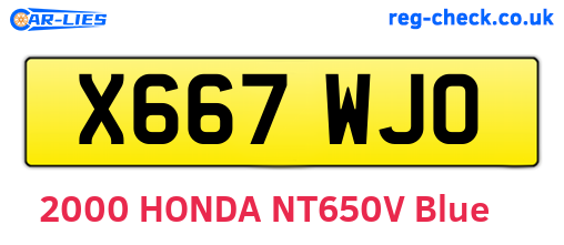 X667WJO are the vehicle registration plates.