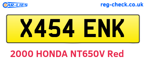 X454ENK are the vehicle registration plates.