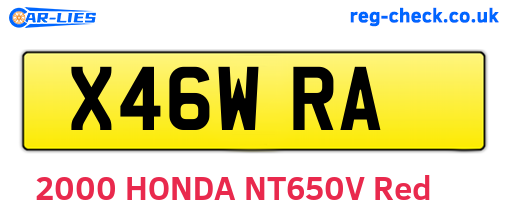 X46WRA are the vehicle registration plates.