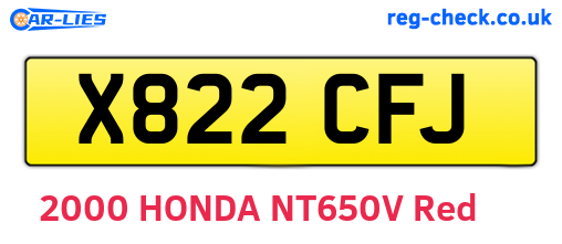 X822CFJ are the vehicle registration plates.