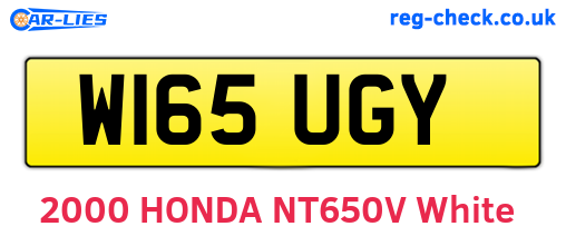 W165UGY are the vehicle registration plates.