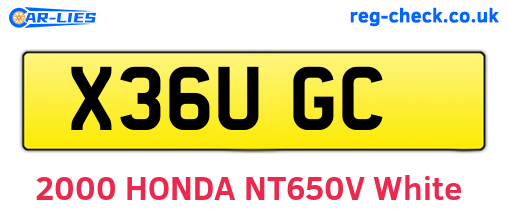 X36UGC are the vehicle registration plates.