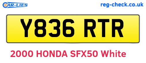 Y836RTR are the vehicle registration plates.