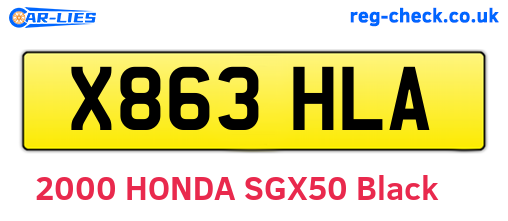 X863HLA are the vehicle registration plates.