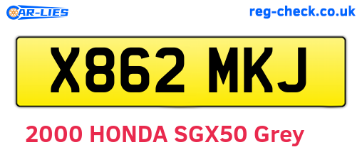 X862MKJ are the vehicle registration plates.